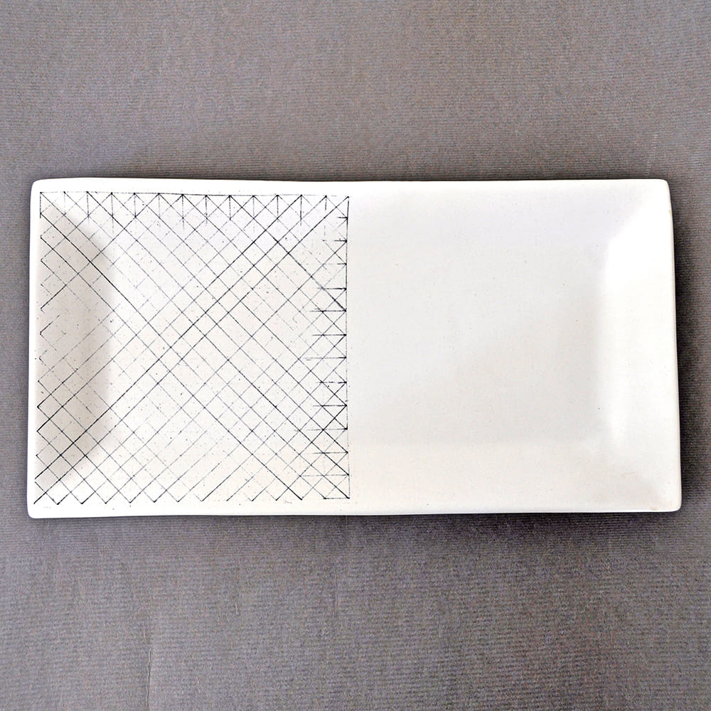 White  Linear Rectangular Platter