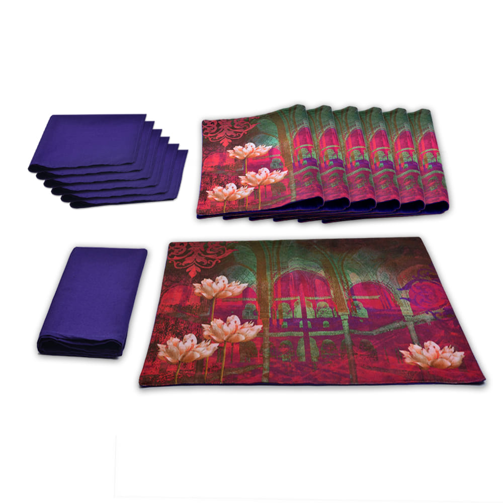 Blissful Lotus Table Mat & Napkin (Set of 6)