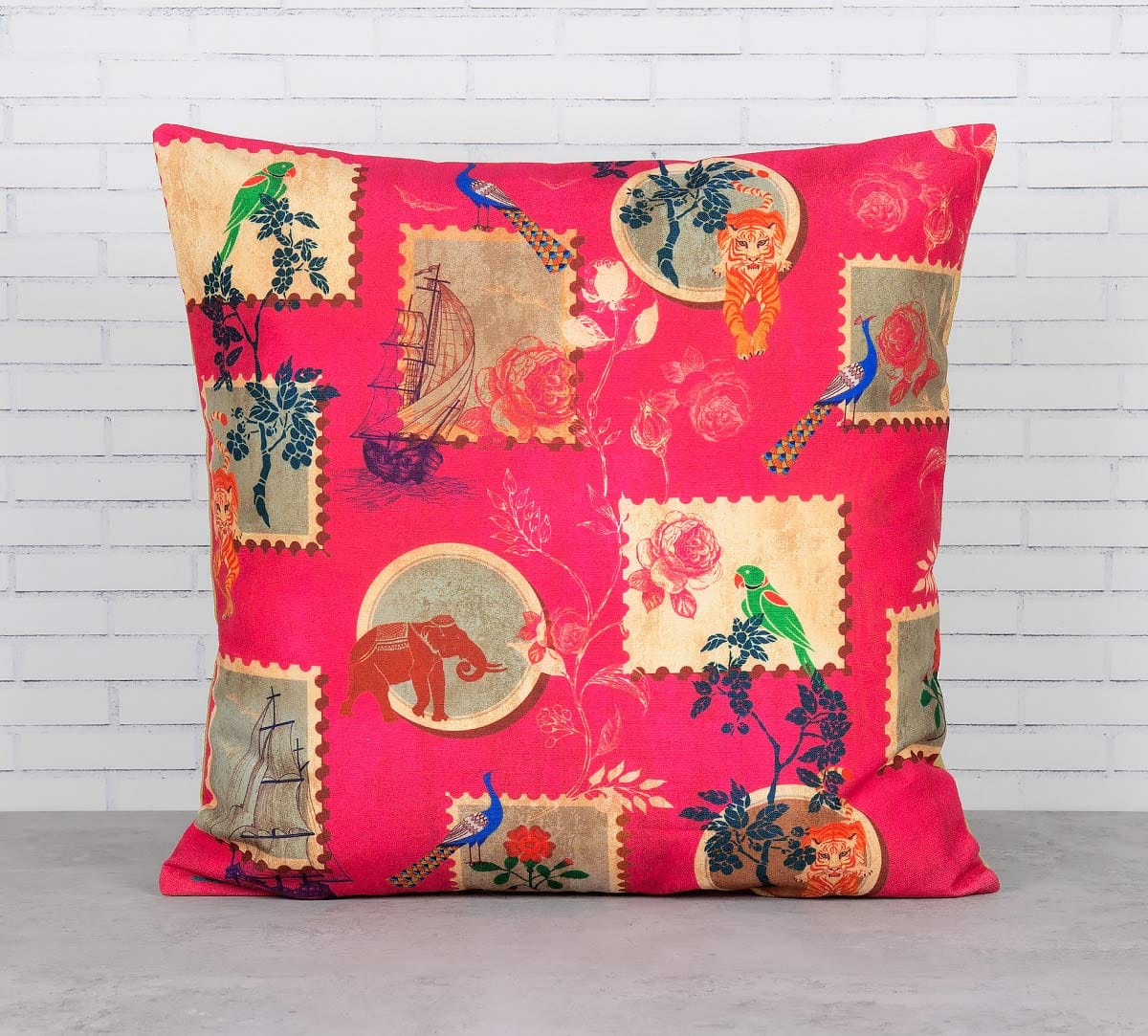 Wildlife Stamps Canvas Blend Cushion Cover