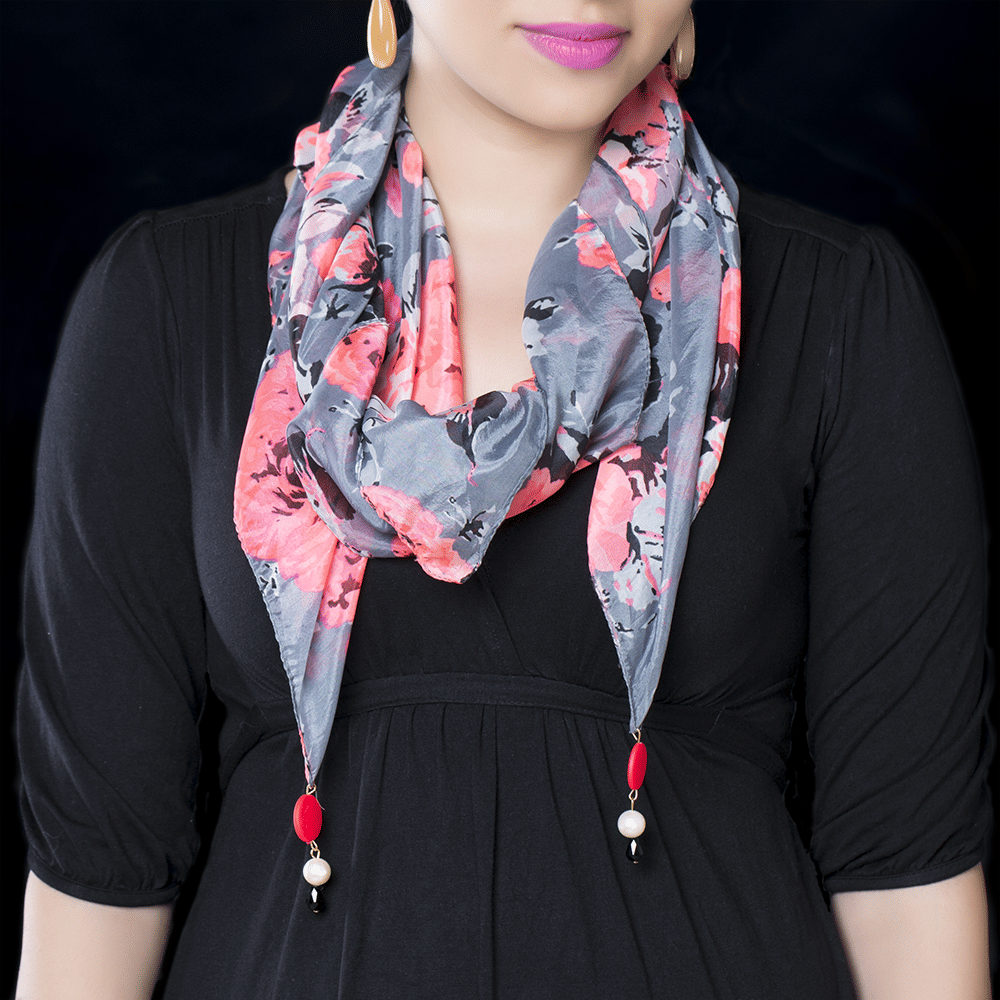 Pink & Grey Chiffon Stole