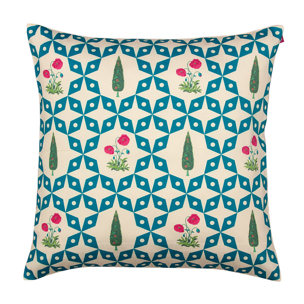 Flowers and Ferns Poly Taf Silk Cushion Cover