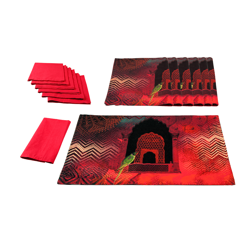 Parrot and Palace Table Mat & Napkin Set