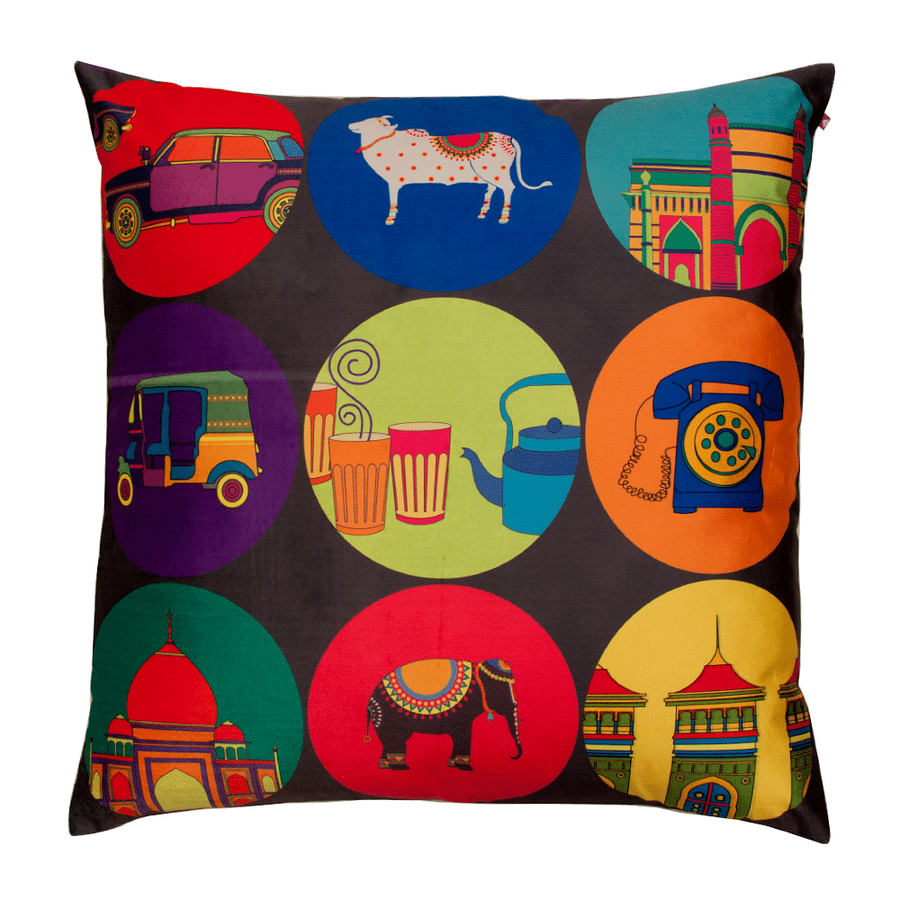 India Vibrant Poly Velvet Floor Cushion Cover