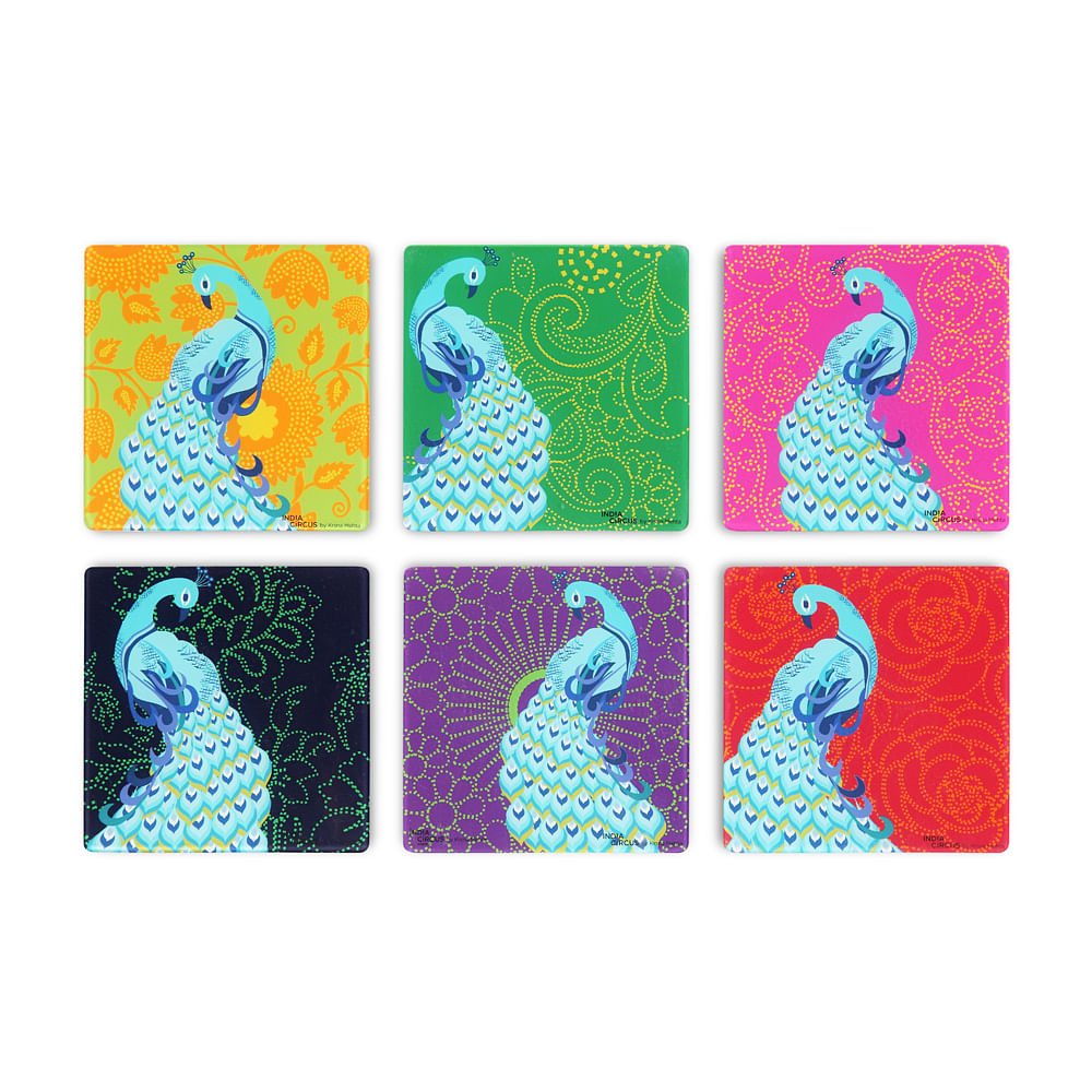 Peacock Dance Coasters - (Set of 6)