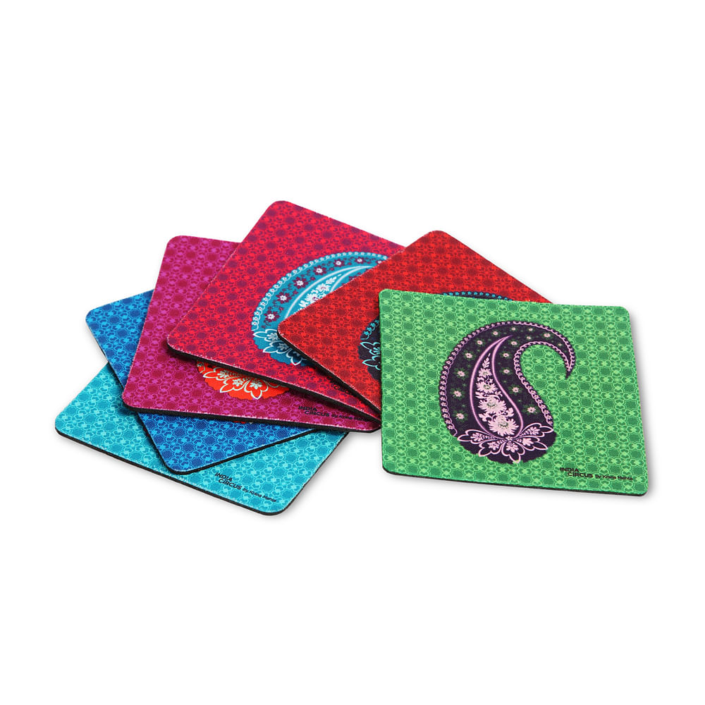 Paisely Rubber Coasters - (Set of 6)