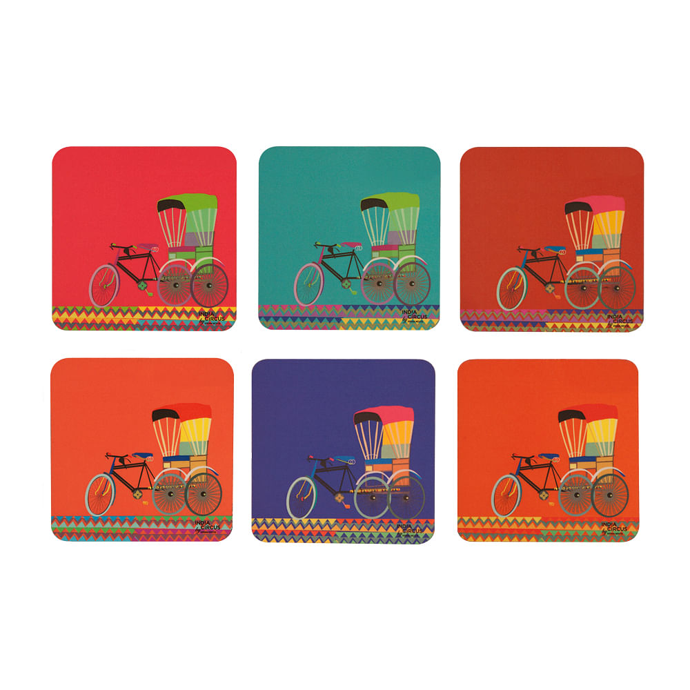 Cycle Ride Rubber Coasters - (Set of 6)