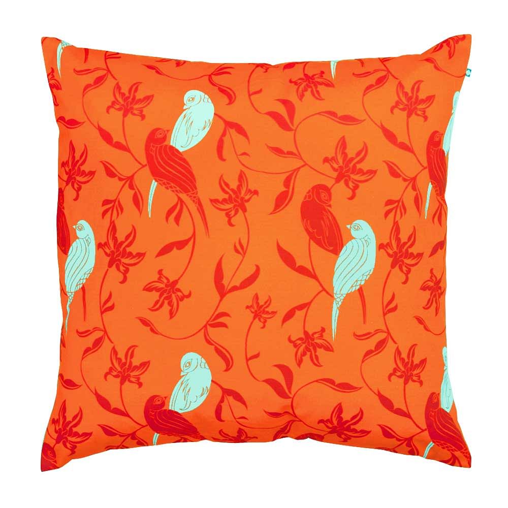 Chirping Birds Yellow Floor Cushion Cover