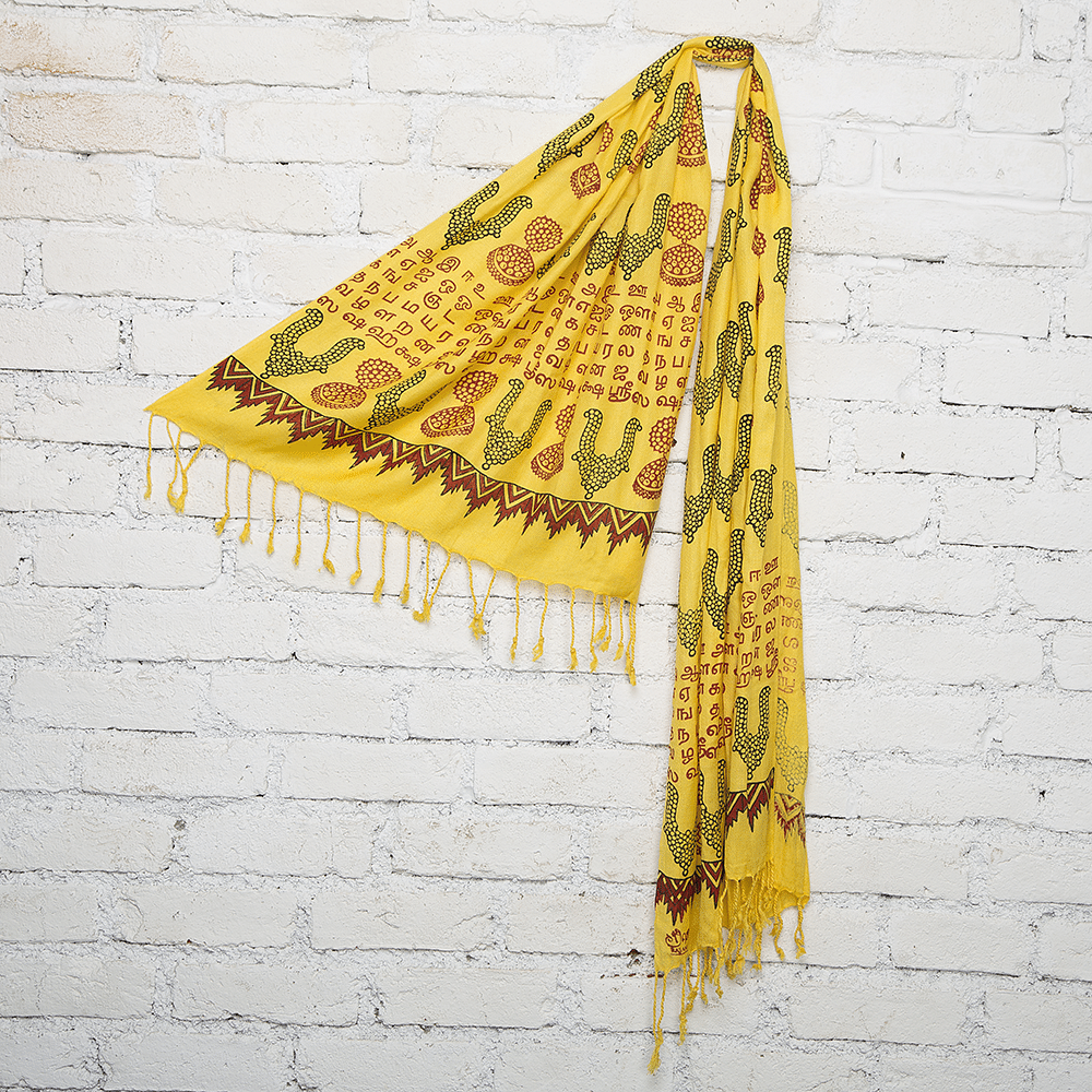 Yellow Temple Jewelry Blockprinted Cotton Stole