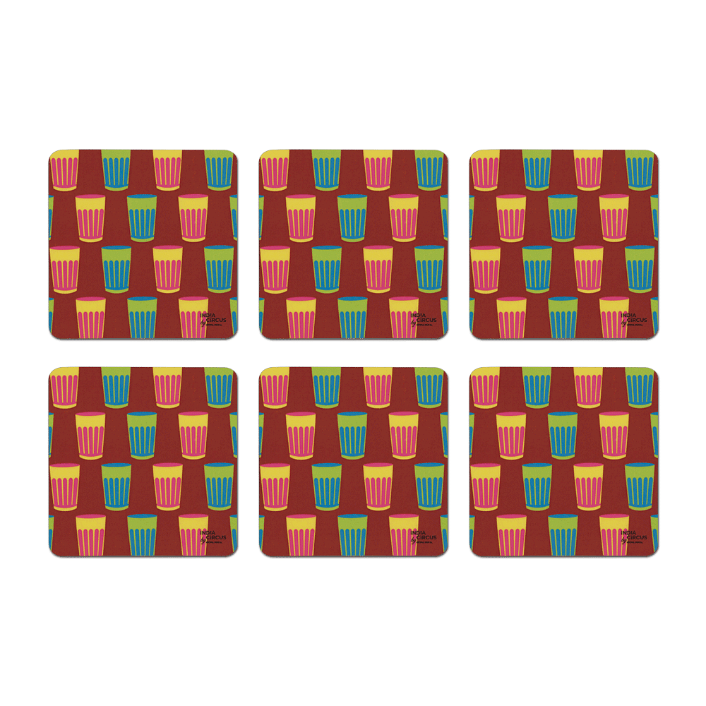 Cutting Chai Rubber Coasters - (Set of 6)
