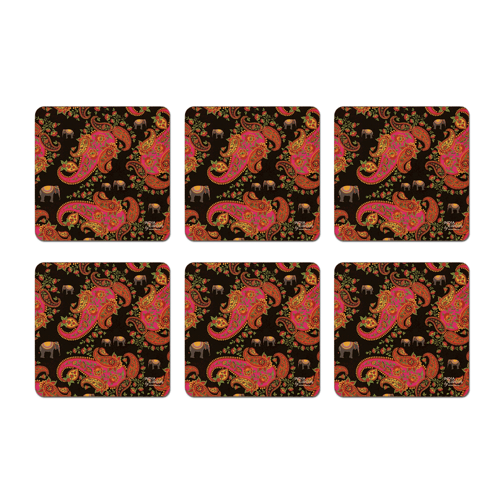Paisley Pleasures Rubber Coasters - (Set of 6)