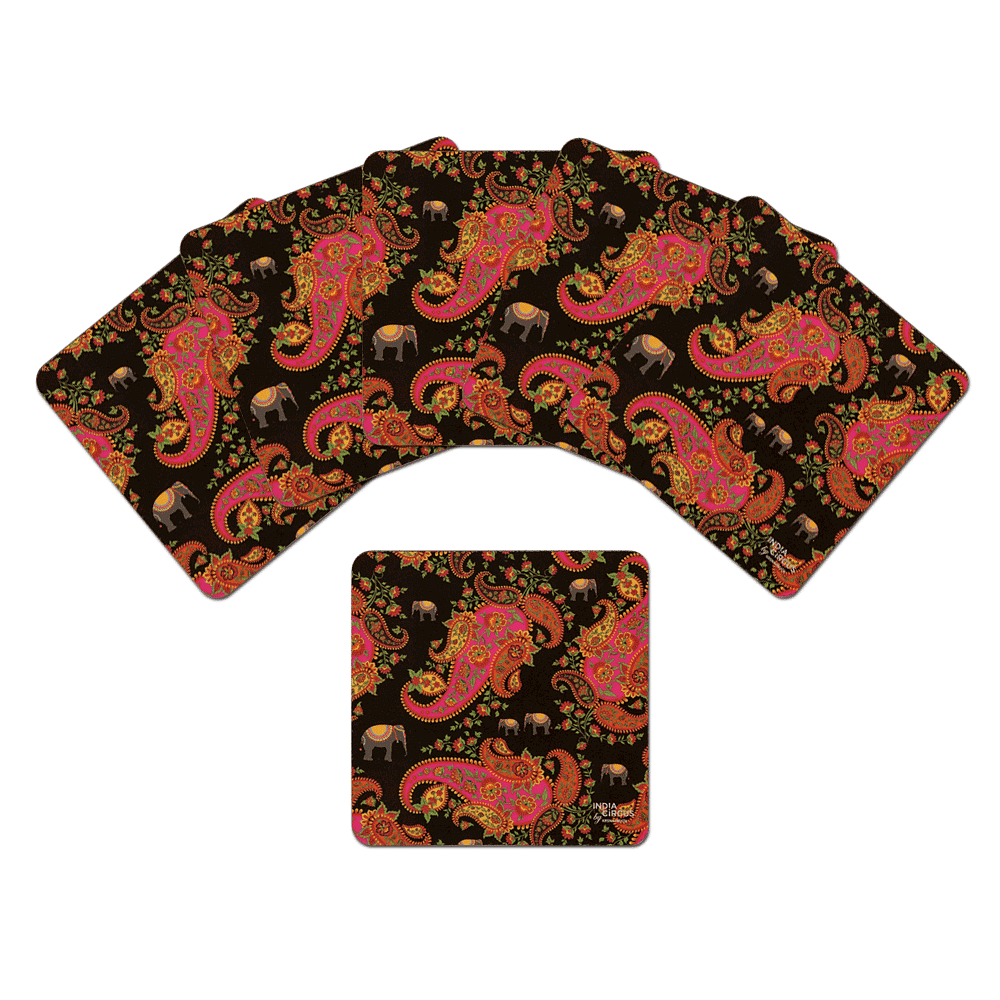 Paisley Pleasures Rubber Coasters - (Set of 6)