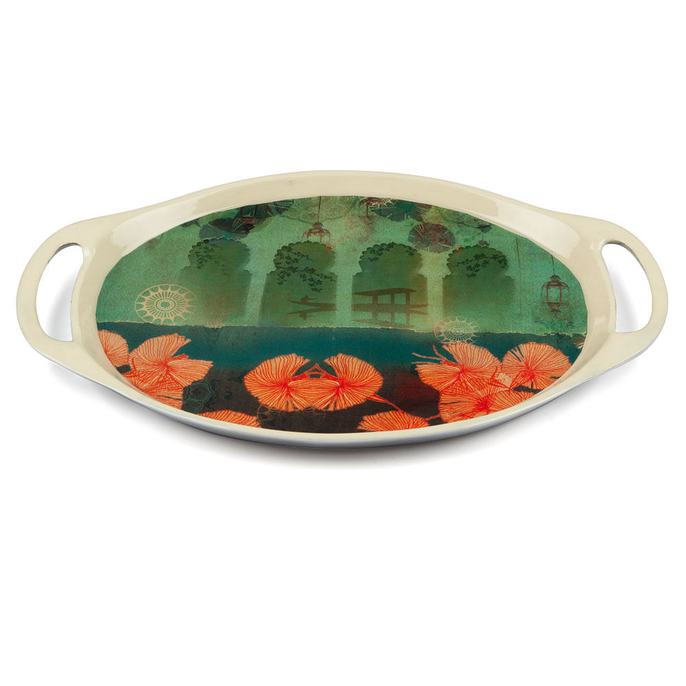 Leaves and Lanterns Oval Serving Platter