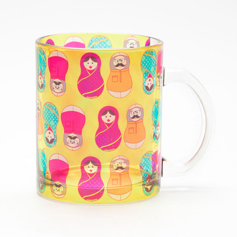 Desi Matryoshka Dolls Glass Mug