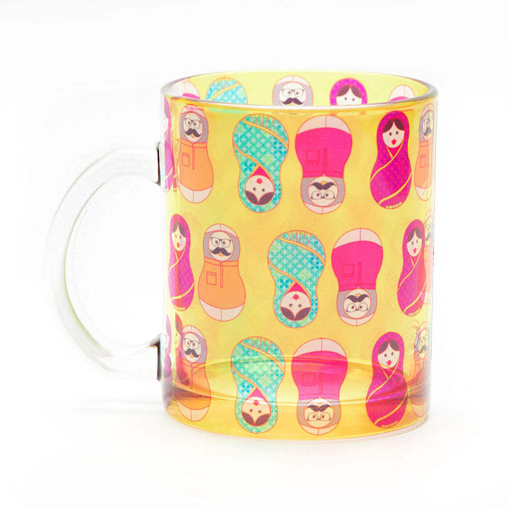 Desi Matryoshka Dolls Glass Mug