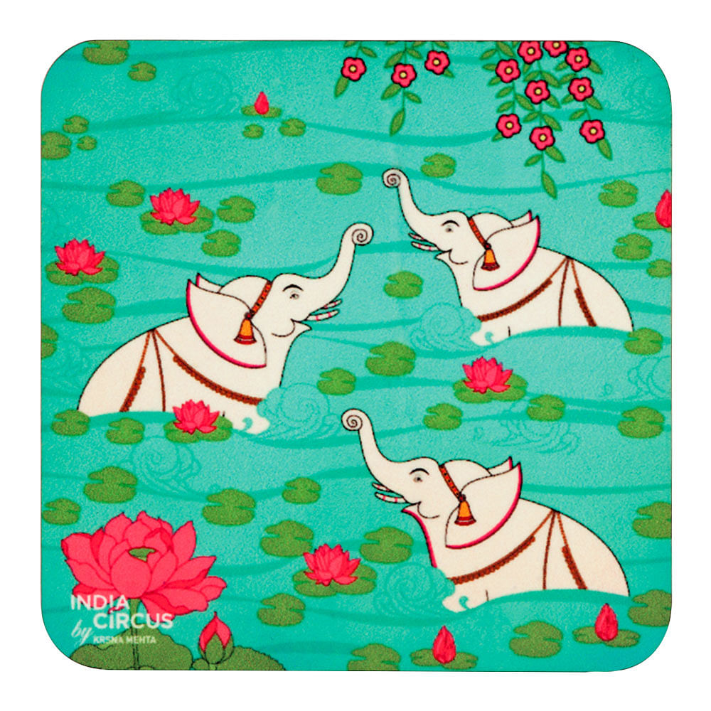 Elephant Bath MDF Coasters - (Set of 6)