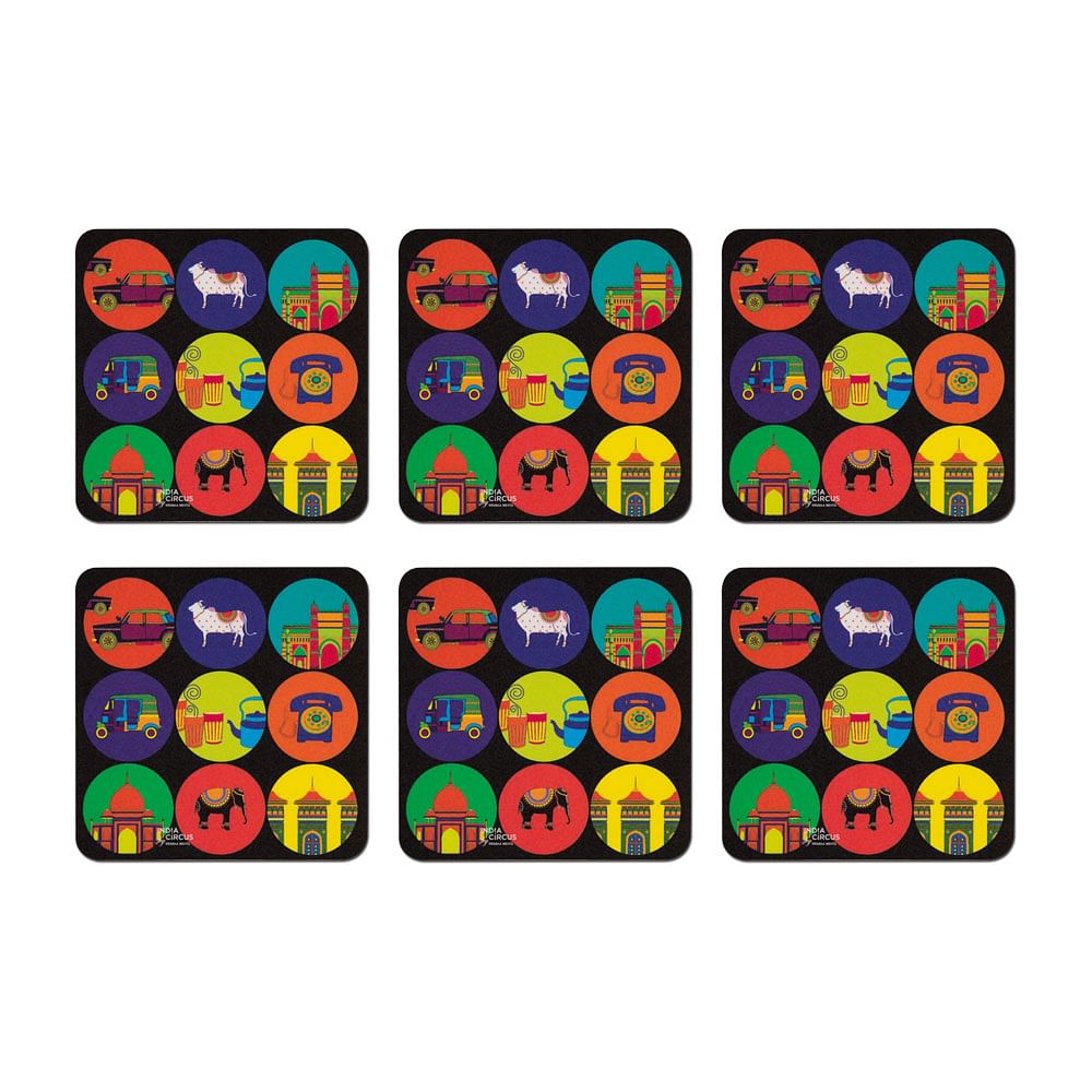 India Vibrant PVC Coaster - (Set of 6)