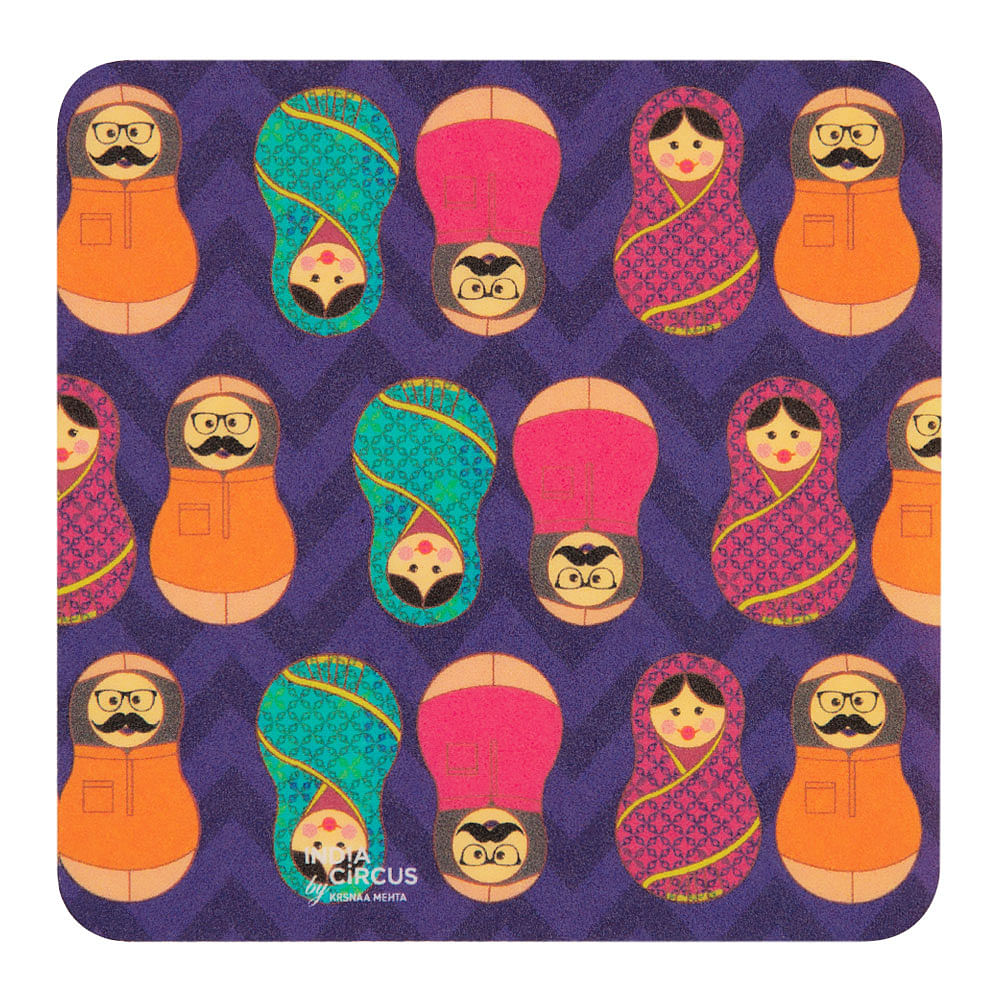 Desi Matryoshka Dolls PVC Coaster - (Set of 6)
