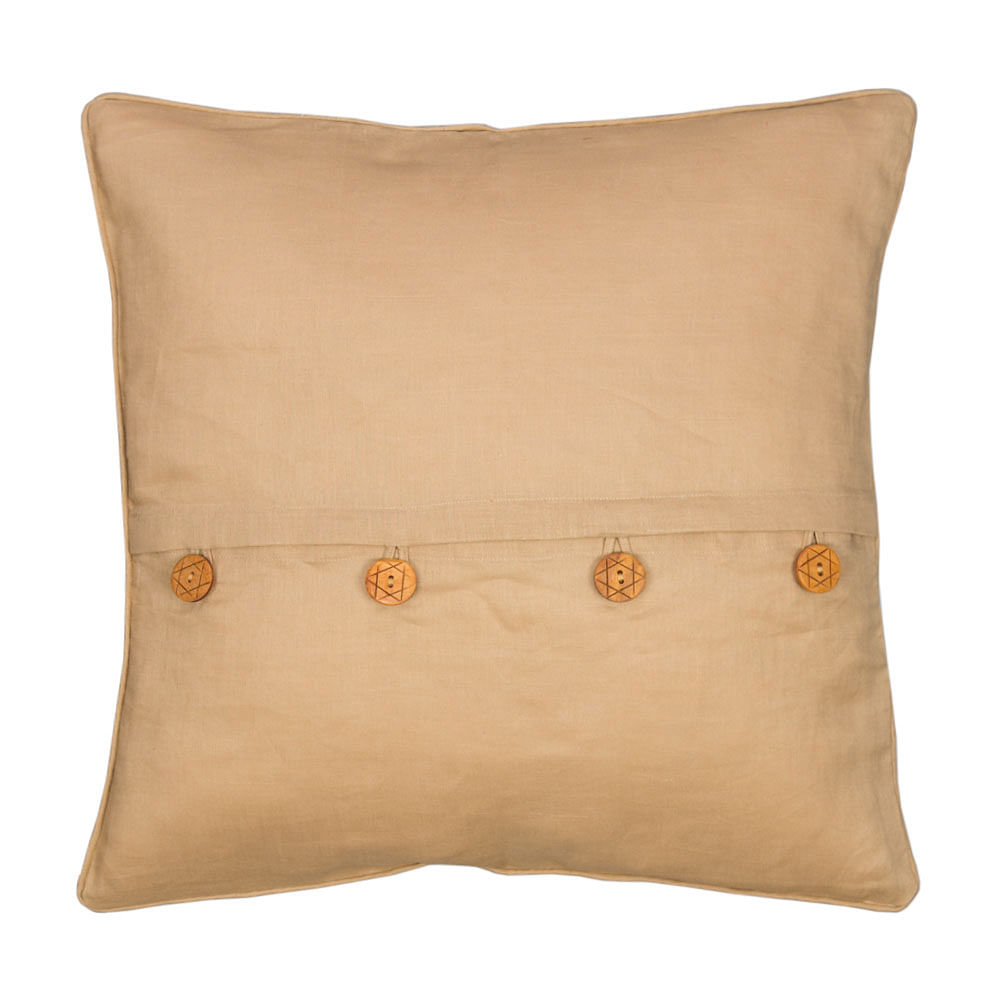 Twin Indian Peafowl Linen Cushion Cover