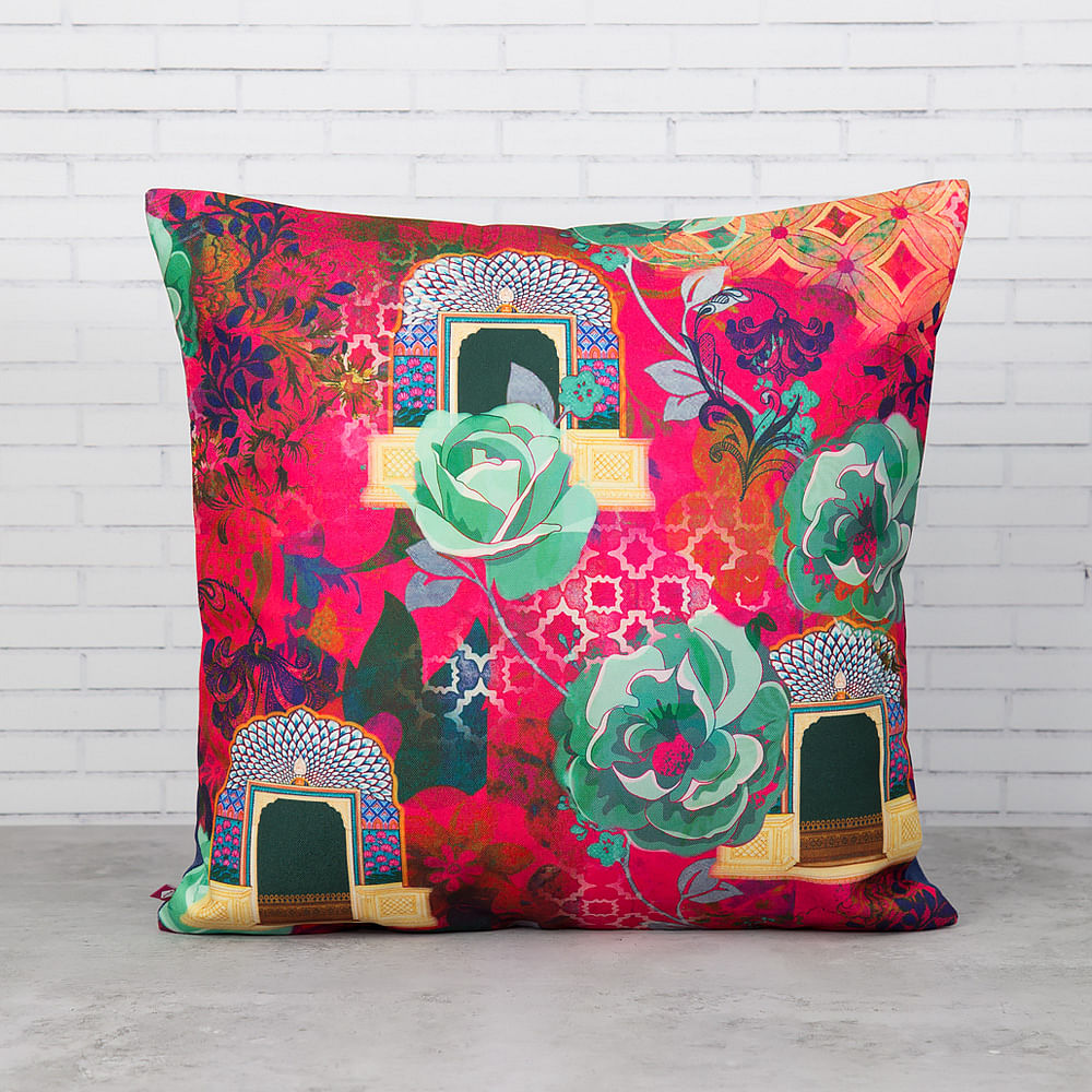 Fuchsia Aftershock Poly Canvas Cushion Cover