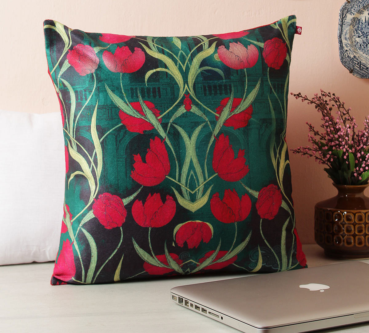 India Circus Waves of Blossom Blended Velvet Cushion Cover