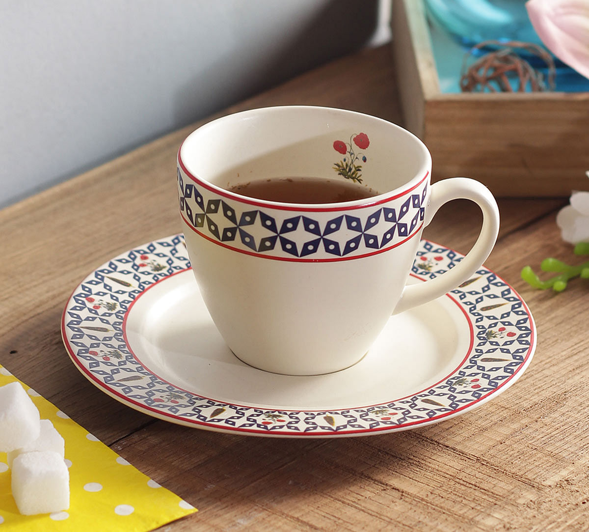 India Circus Flowers and Ferns Cup and Saucer