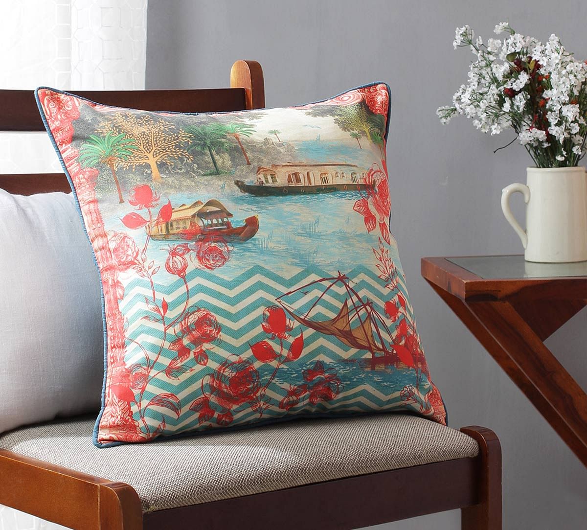 India Circus Chevron Backwaters Blended Taf Silk Cushion Cover