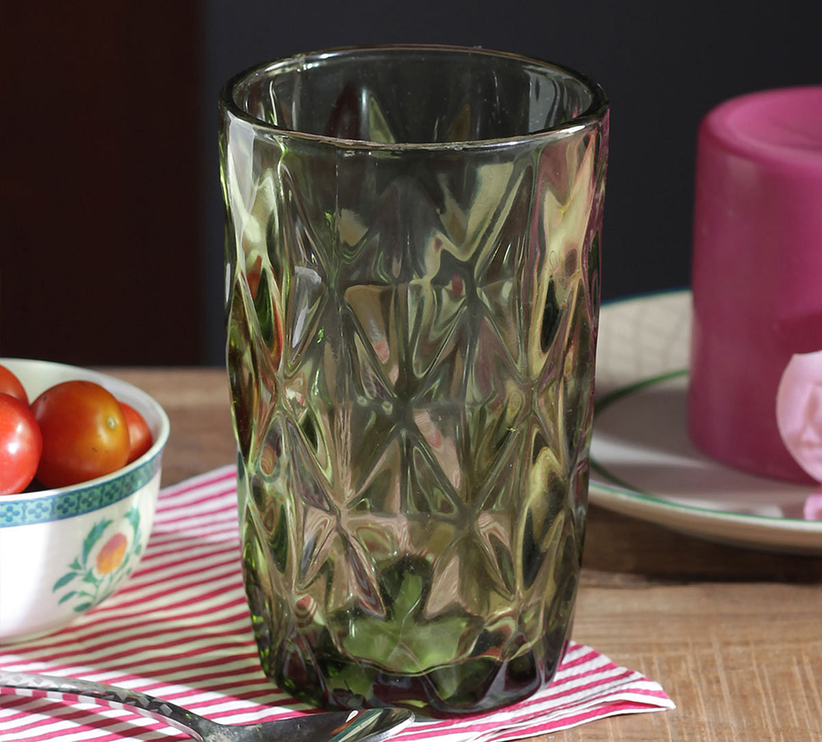 India Circus Green Orchid Regular Glass Tumbler