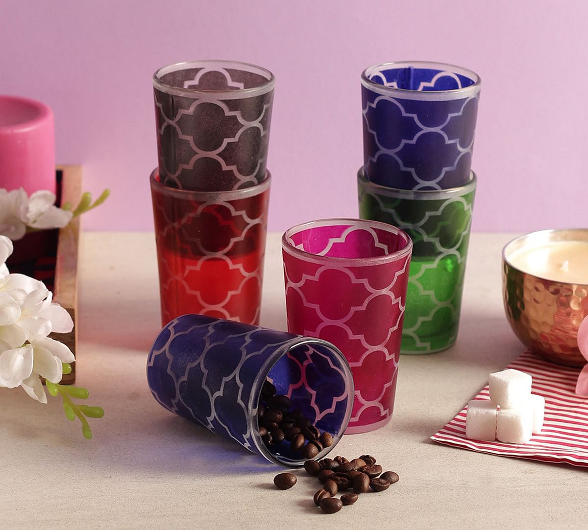 India Circus Lattice Decadence Moroccan Glasses Set of 6