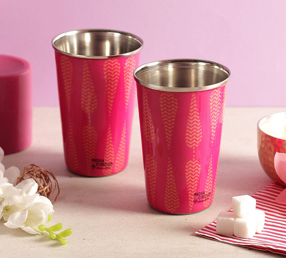 India Circus Conifer Spades Steel Tumbler Set of 2