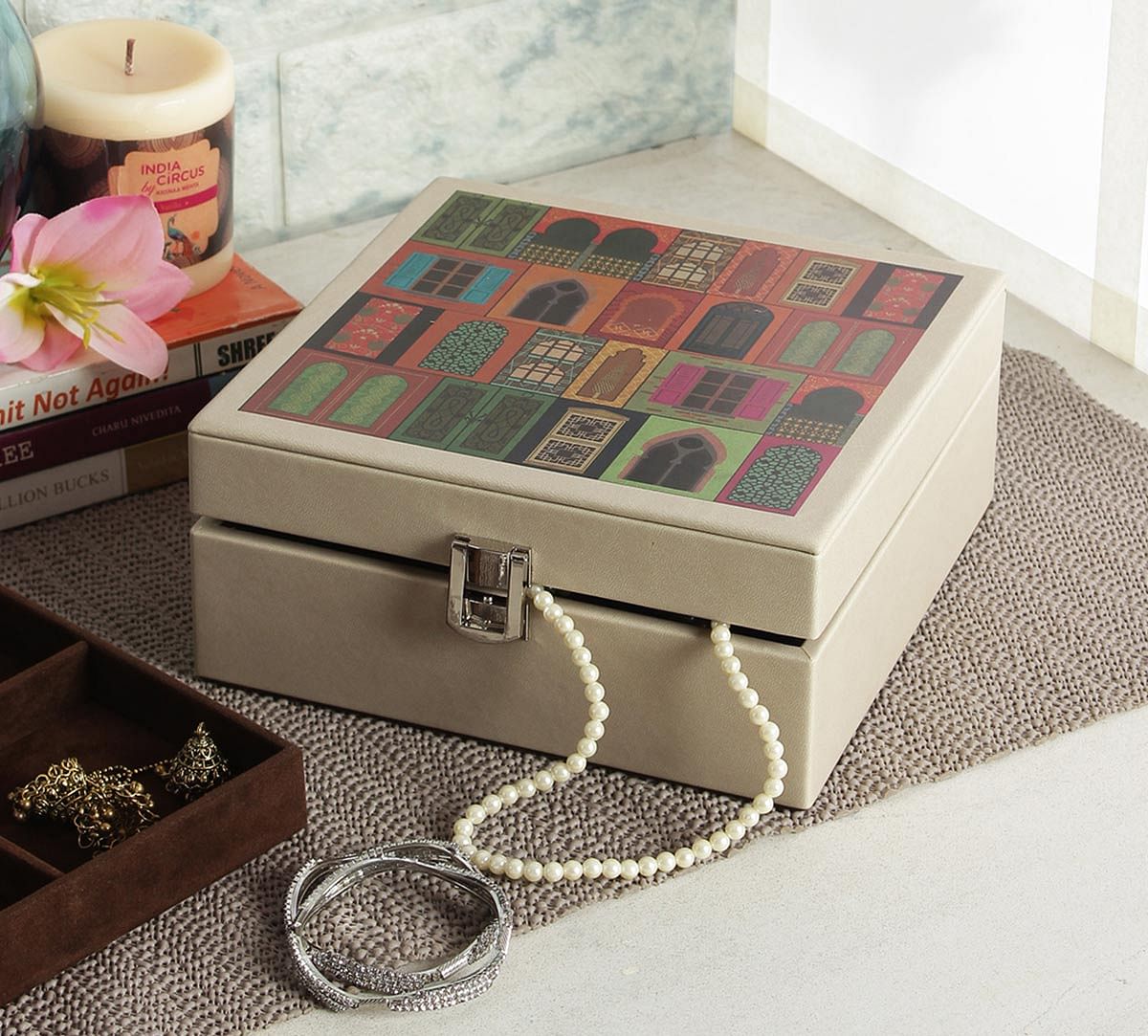 India Circus Mughal Doors Reiteration Leather Jewellery Box