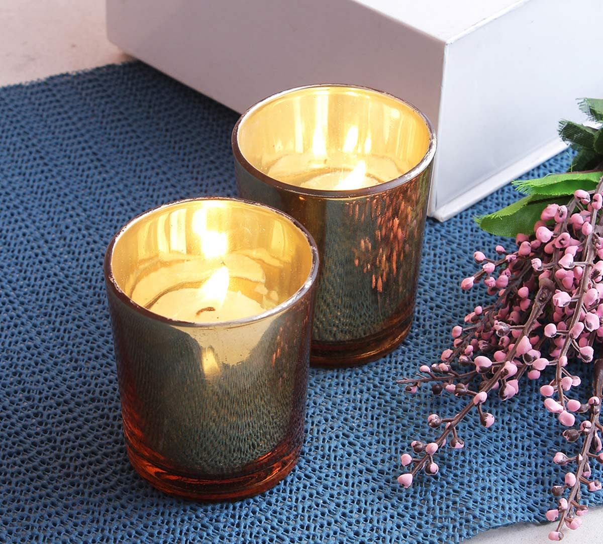 India Circus Golden Glass Votives Gift Box (Set of 2)