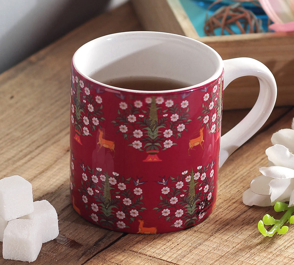 India Circus Deer and Conifer Garden Coffee Mug Small