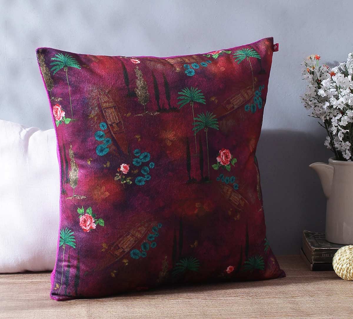 India Circus Jam Lake Florist Blended Velvet Cushion Cover