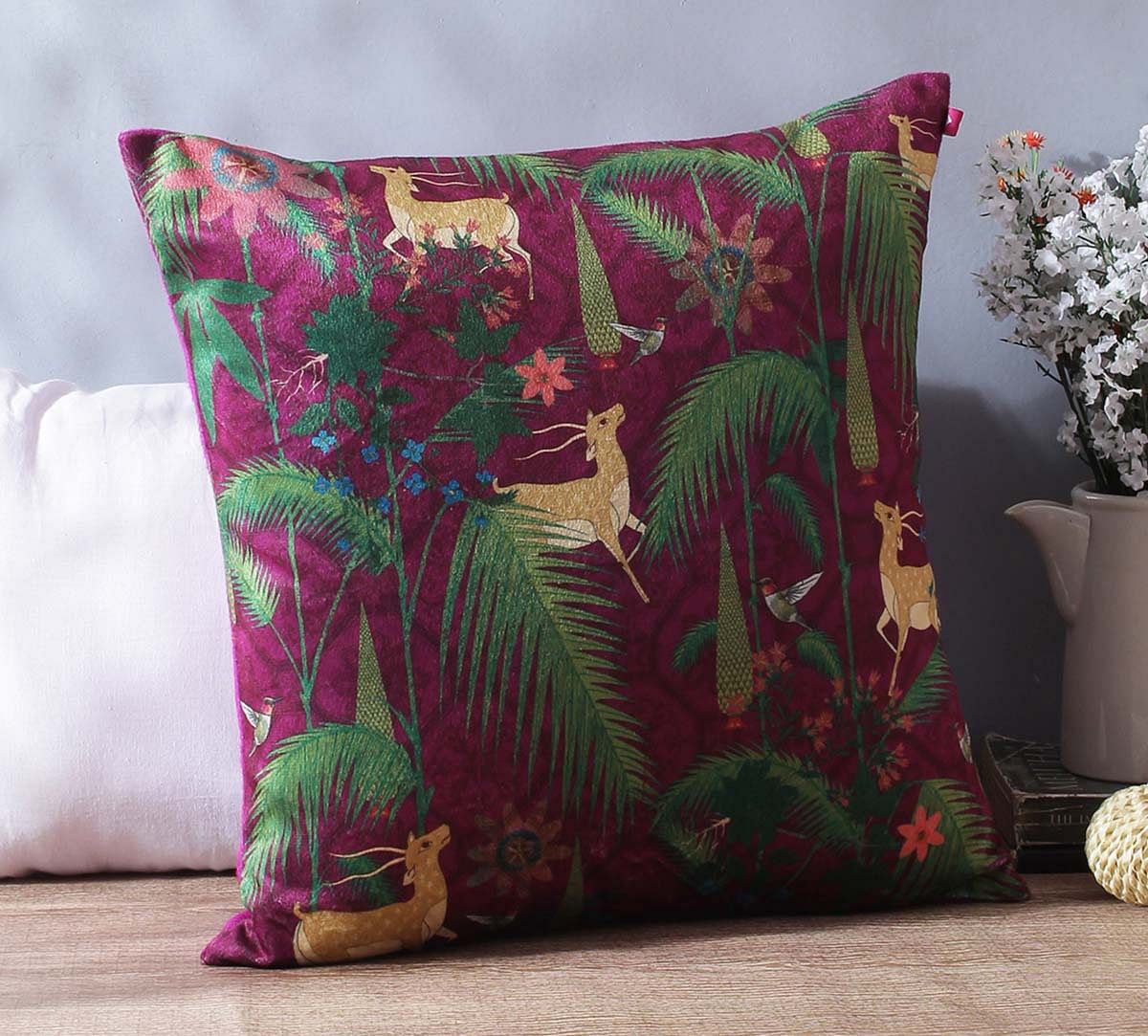 India Circus Forest Fetish Blended Velvet Cushion Cover