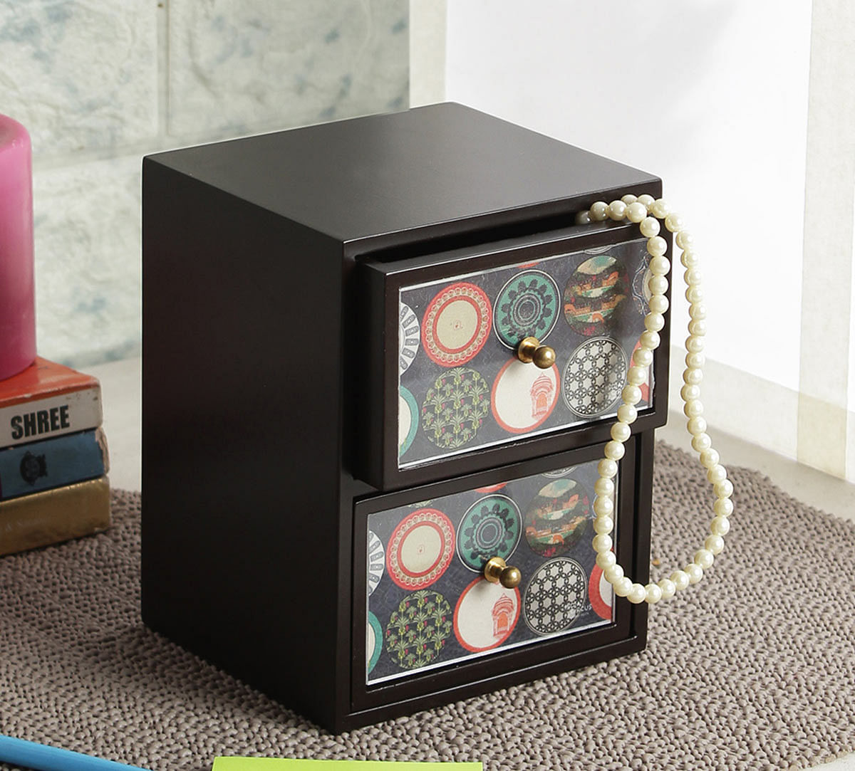 India Circus Platter Portrayal Chest of Drawer