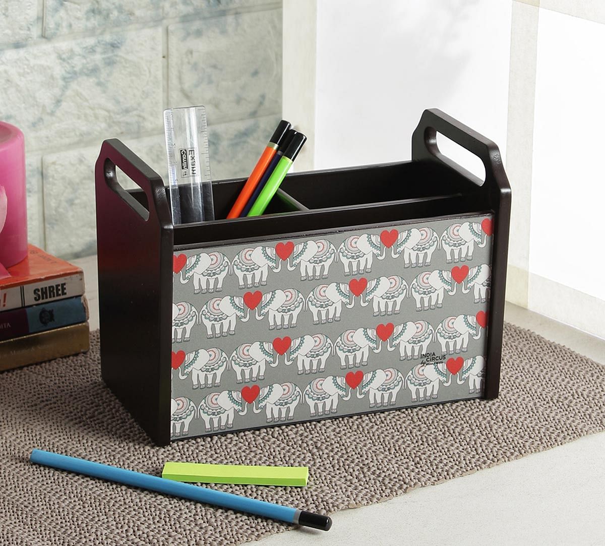 India Circus Heart Tusker Desk Organizer