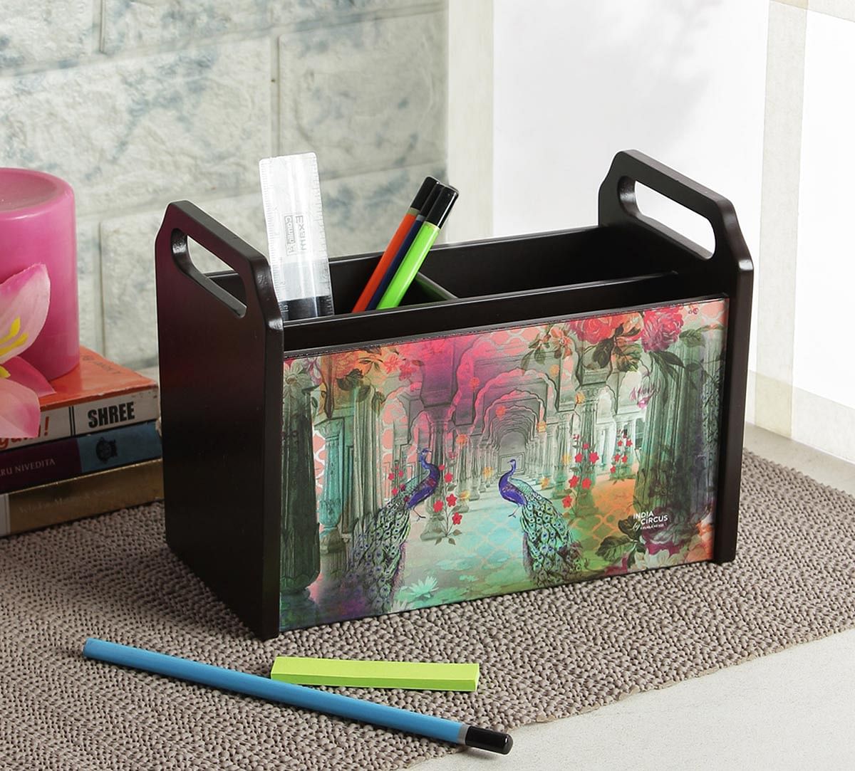 India Circus Peacock Dwar Desk Organizer