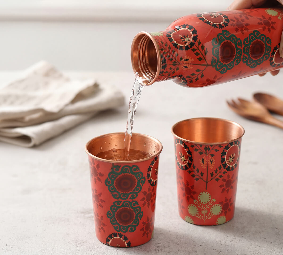 India Circus by Krsnaa Mehta Raceme Rosettes Copper Combo Set