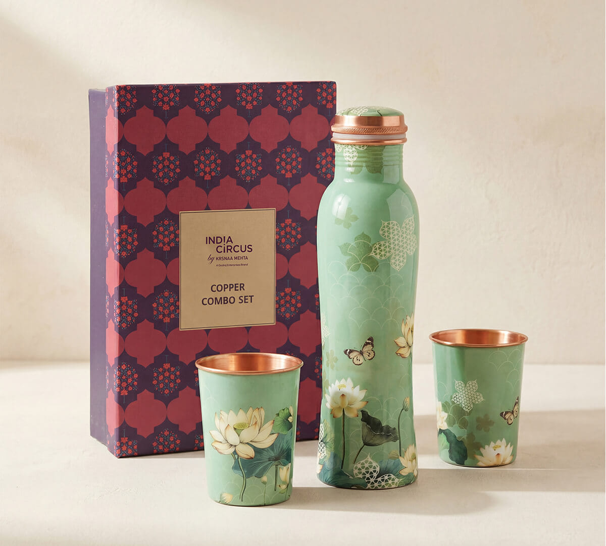 India Circus by Krsnaa Mehta Sage Serenity Copper Combo Set