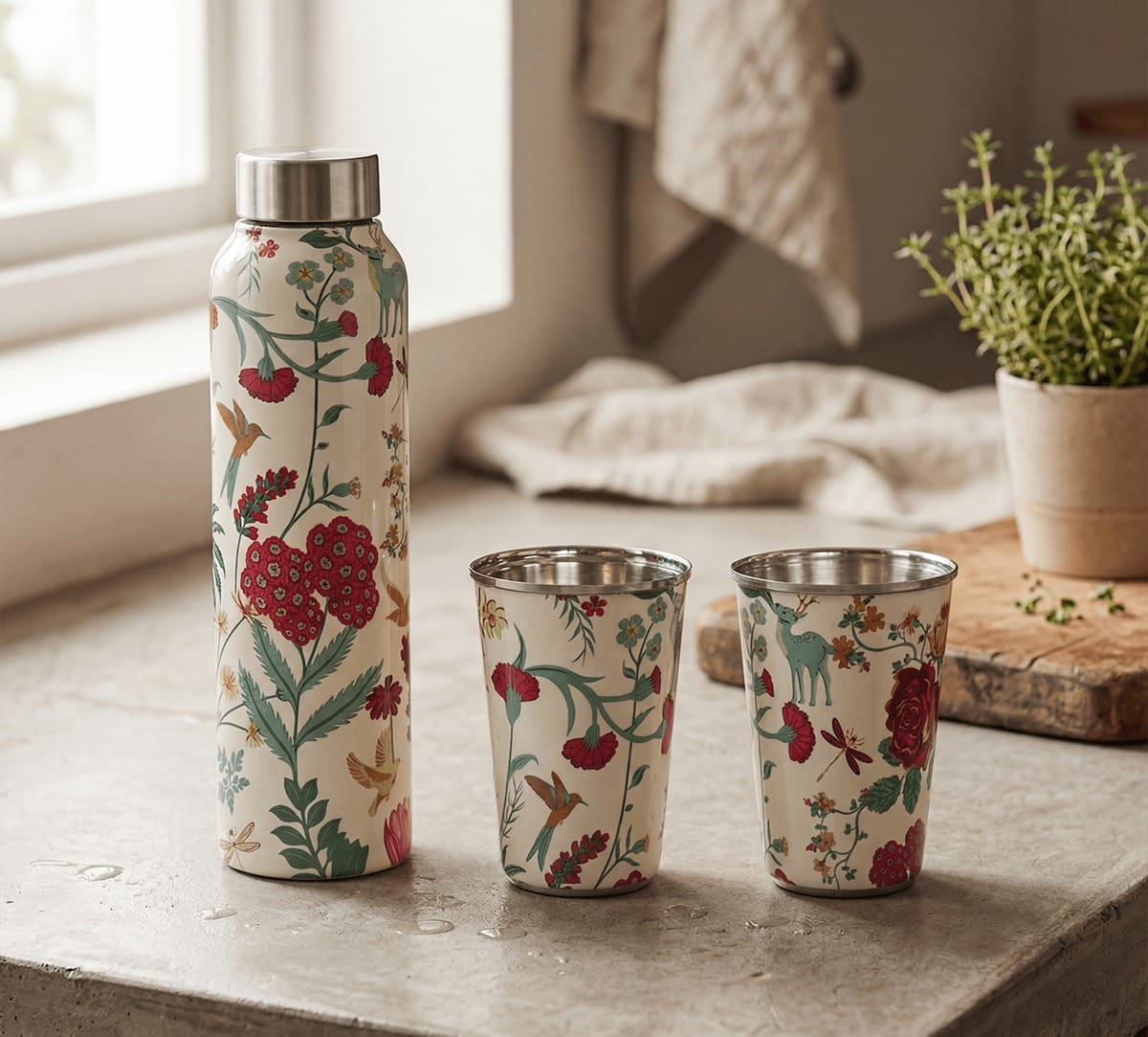 India Circus by Krsnaa Mehta Petal and Plume Steel Combo Set