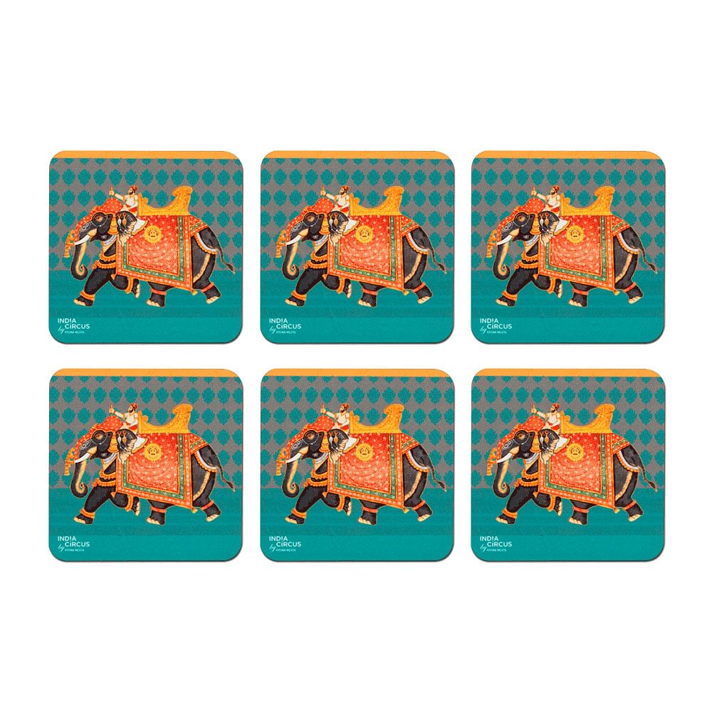 Embellished Elephant MDF Coasters - (Set of 6)