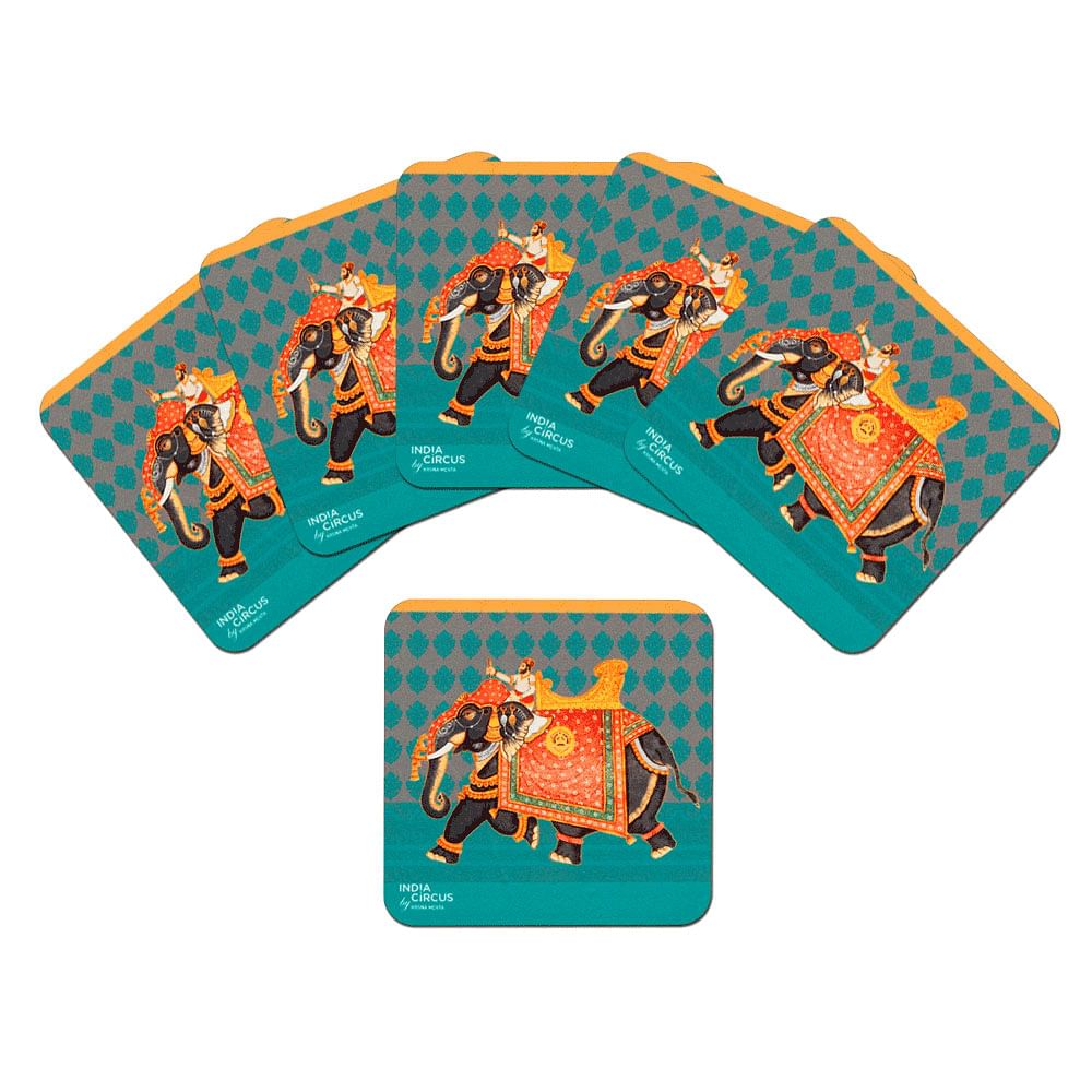 Embellished Elephant MDF Coasters - (Set of 6)