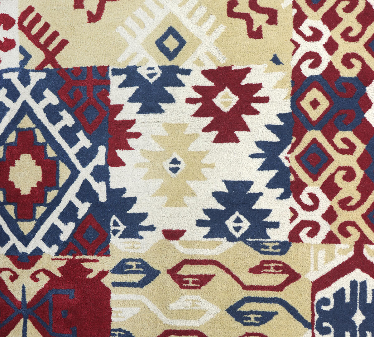 India Circus by Krsnaa Mehta Mosaic of Kilim 4ft x 6ft Rug