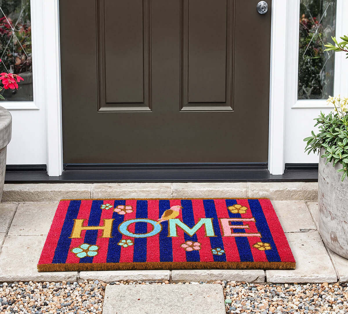 India Circus by Krsnaa Mehta Striped Florals Doormat