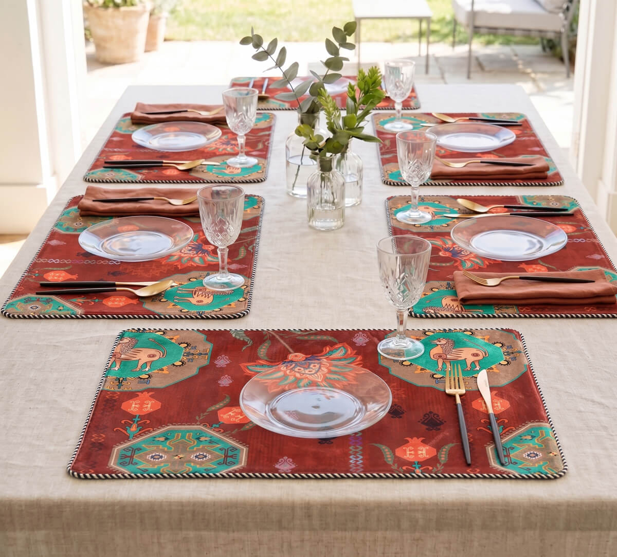 India Circus by Krsnaa Mehta Tangerine Tranquility Micro Velvet Table Mat