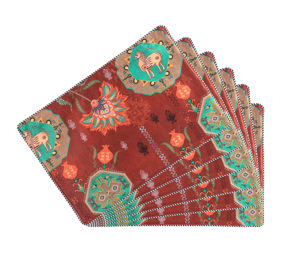 India Circus by Krsnaa Mehta Tangerine Tranquility Micro Velvet Table Mat