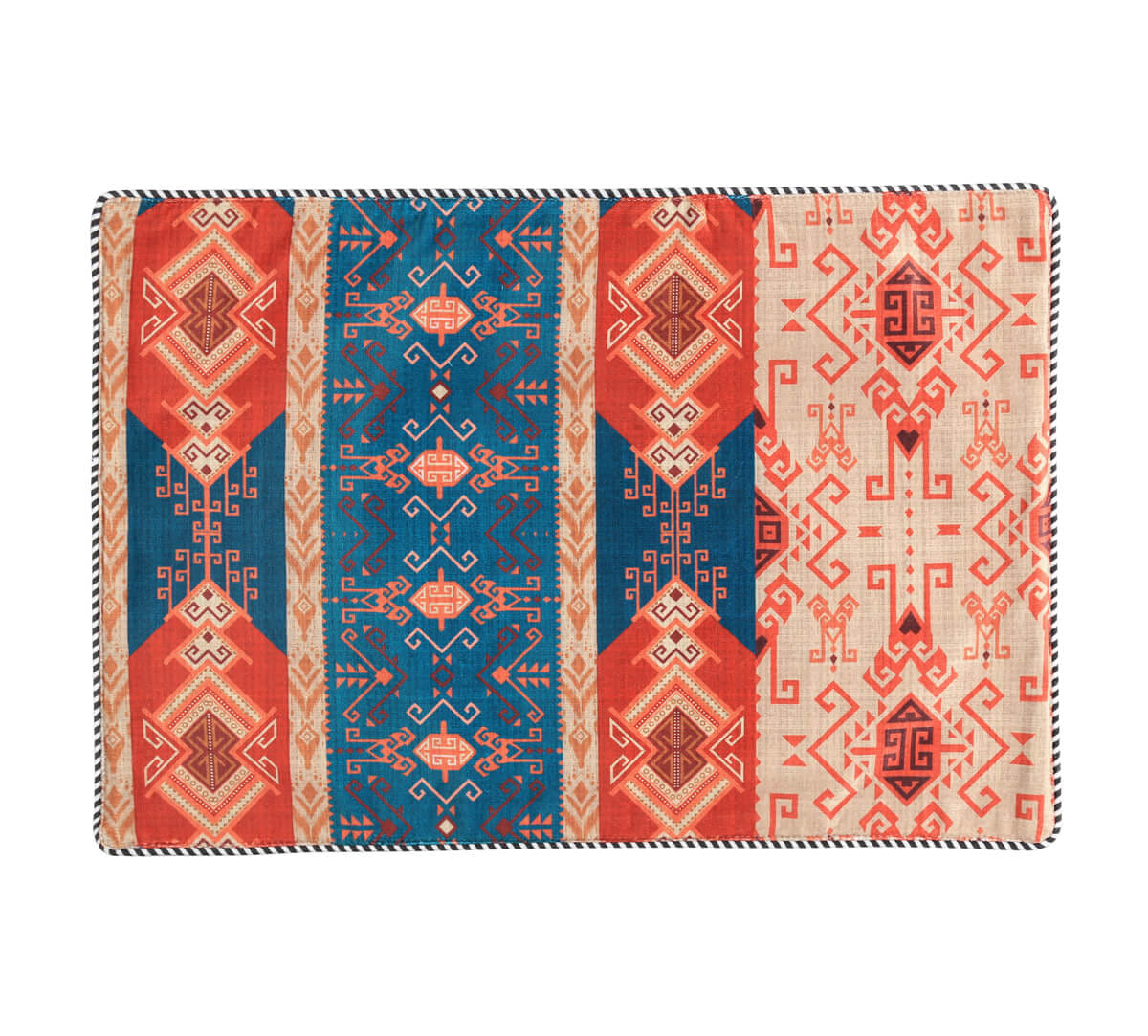 India Circus by Krsnaa Mehta Geometrical Blues Micro Velvet Table Mat