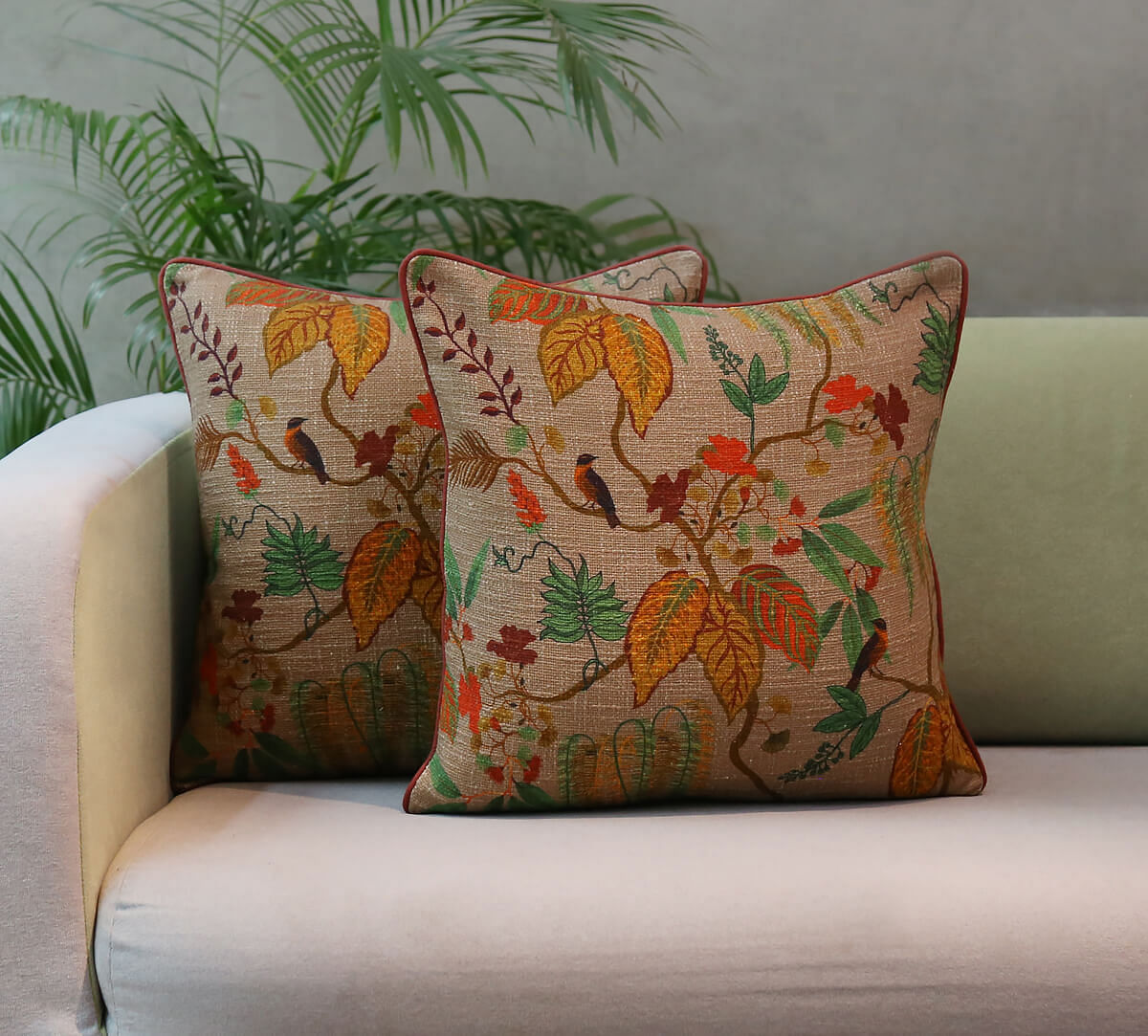 India Circus By Krsnaa Mehta Fronds and Florets Cushion Cover Set of 2