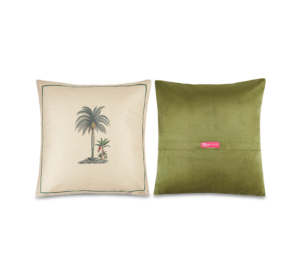 India Circus by Krsnaa Mehta Chevron Palms Blended Velvet Cushion Cover Set of 5