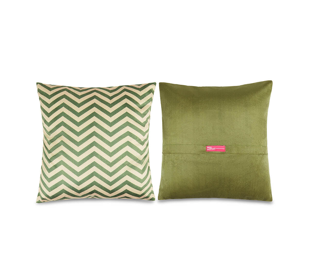 India Circus by Krsnaa Mehta Chevron Palms Blended Velvet Cushion Cover Set of 5